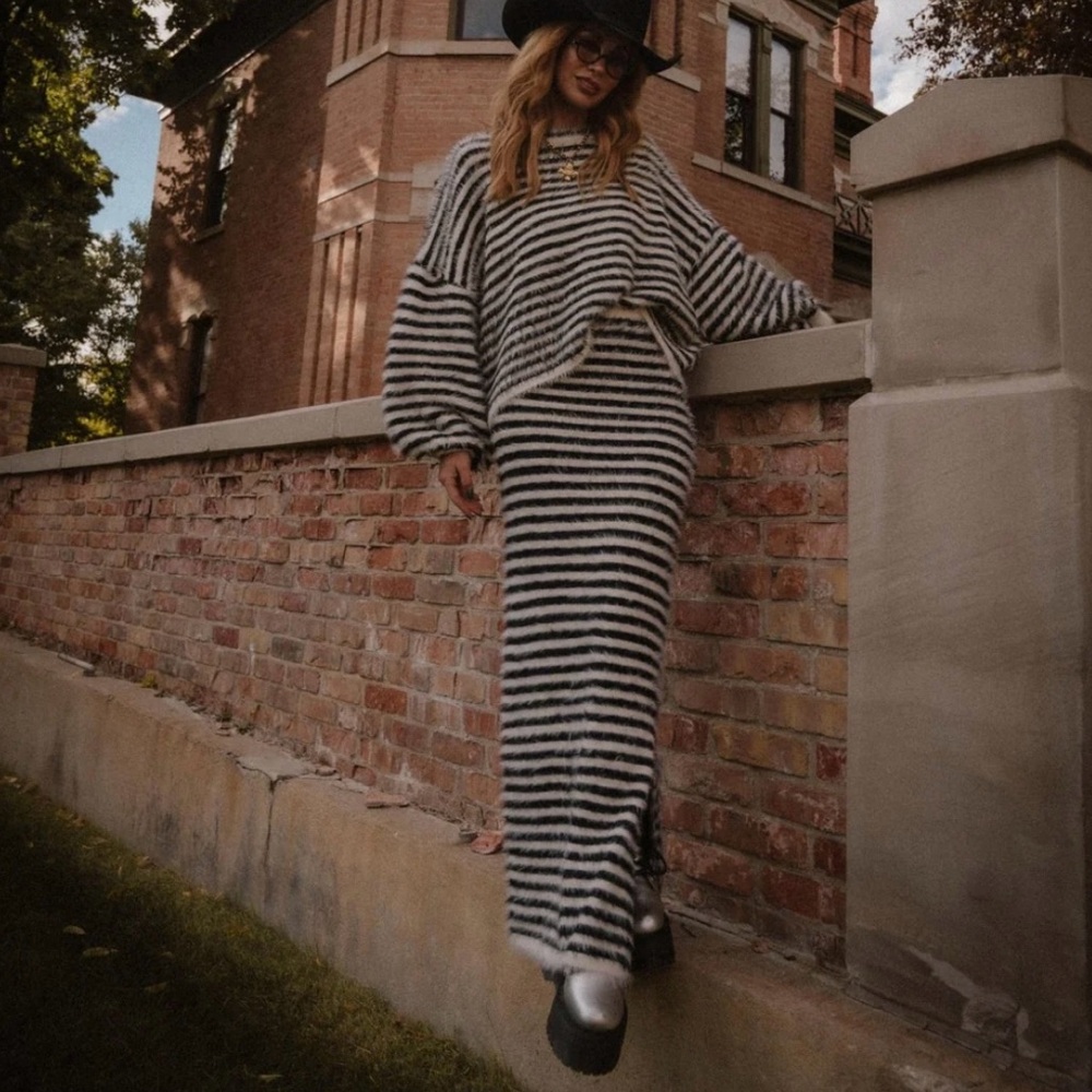 Striped Fuzzy Skirt